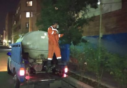 تداوم فرآیند ضدعفونی کردن معابر منطقه ۹